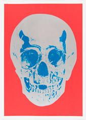 Damien Hirst, Coral Red Silver Gloss True Blue Skull, 2012