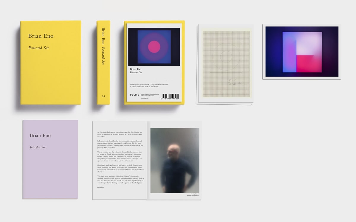 Brian Eno, Signed Postcard Set (Factory Yellow), 2020