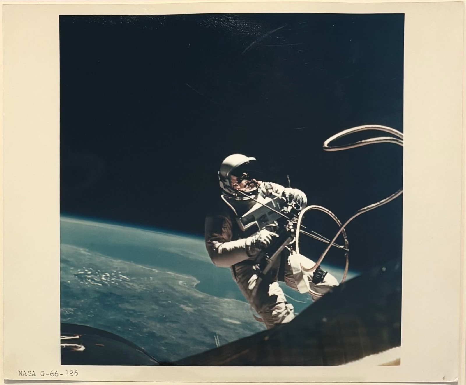 NASA, Flight Pilot Edward H. White II During his Twenty-Minute Spacewalk in the Zero Gravity Over Hawaii, June 1965