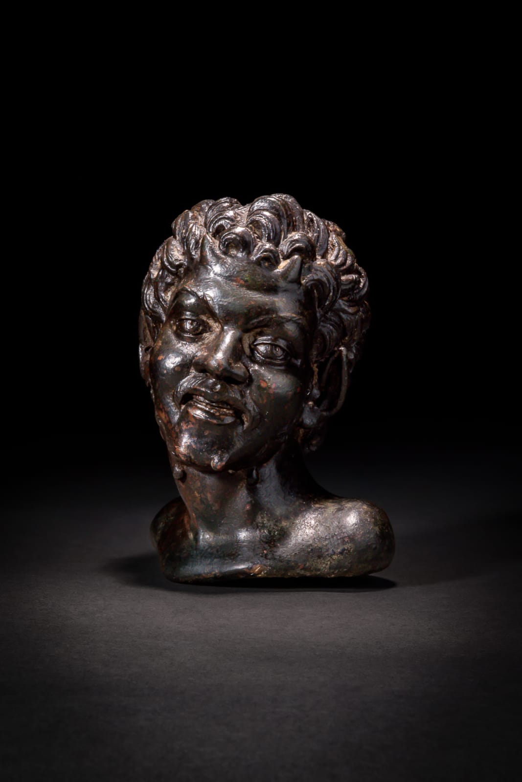 Roman Bronze Balsamarium of a Young Satyr, Circa AD 100 - 200