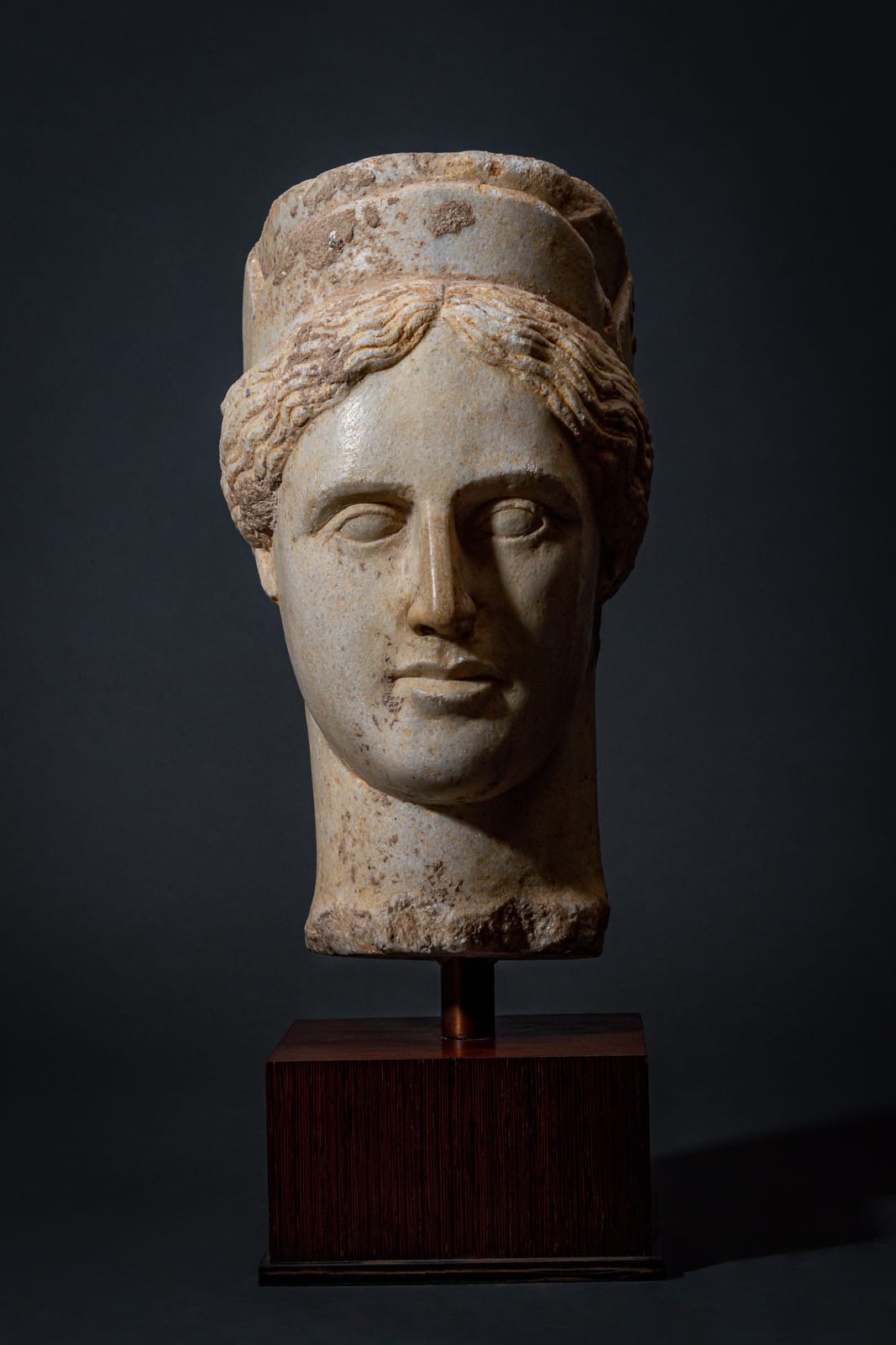 Roman Marble Head of a Caryatid, Circa AD 1 - 100