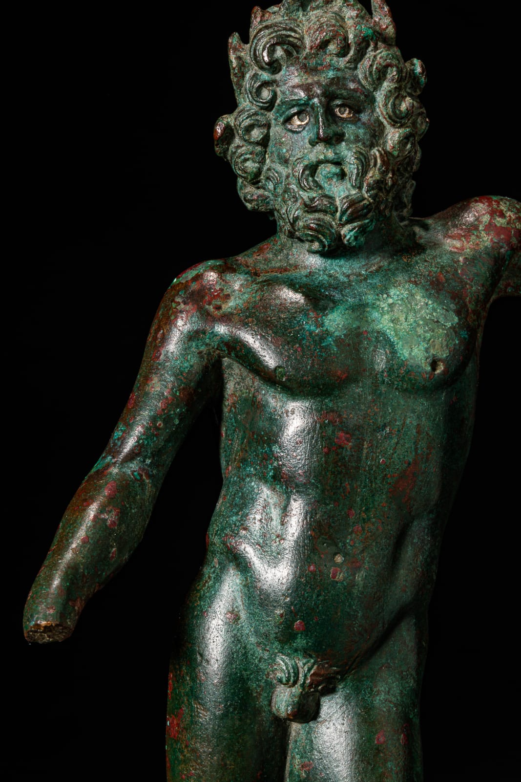Roman Bronze Figure of Jupiter with Inlaid Eyes, Circa AD 75-125