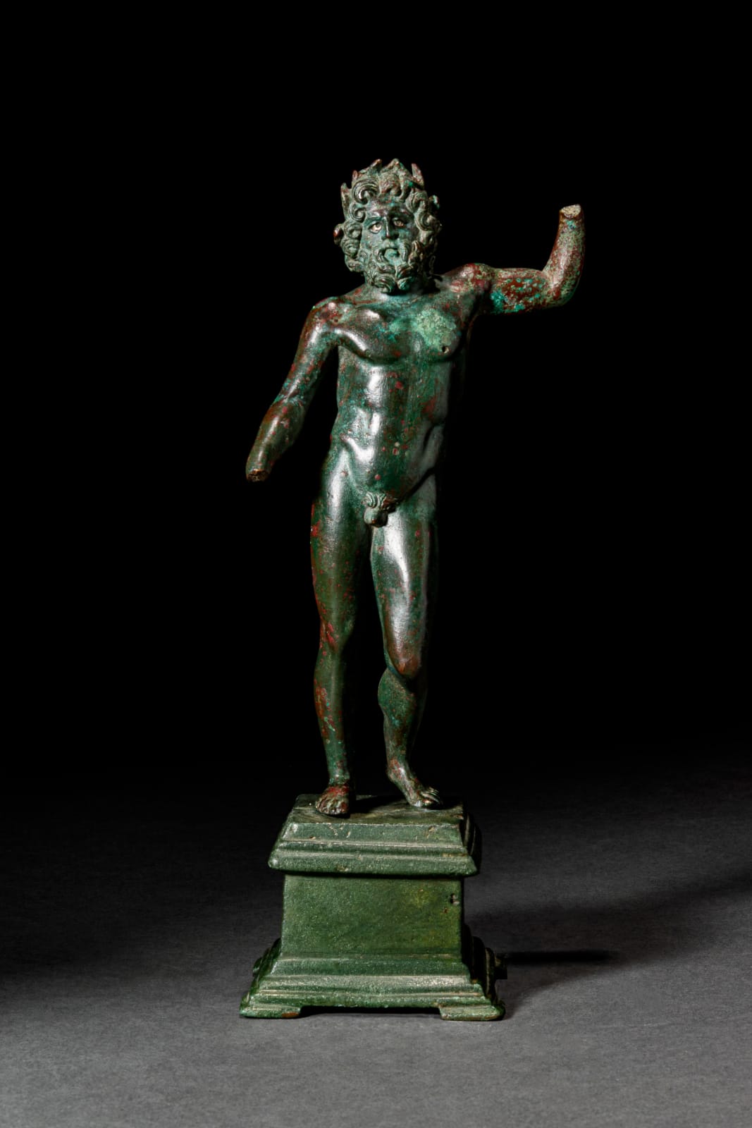 Roman Bronze Figure of Jupiter with Inlaid Eyes, Circa AD 75-125
