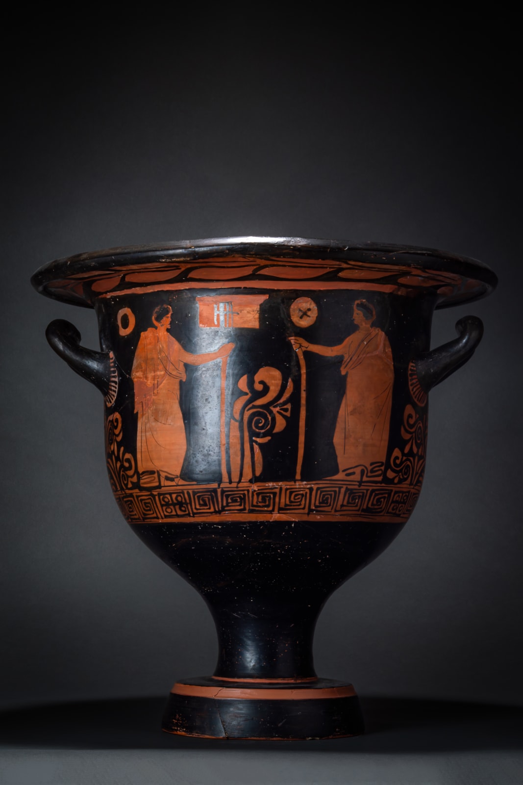 Apulian Bell Krater with Sathur and Menad by the Longs Overfall Groups, Ca. 370 - 350 BC