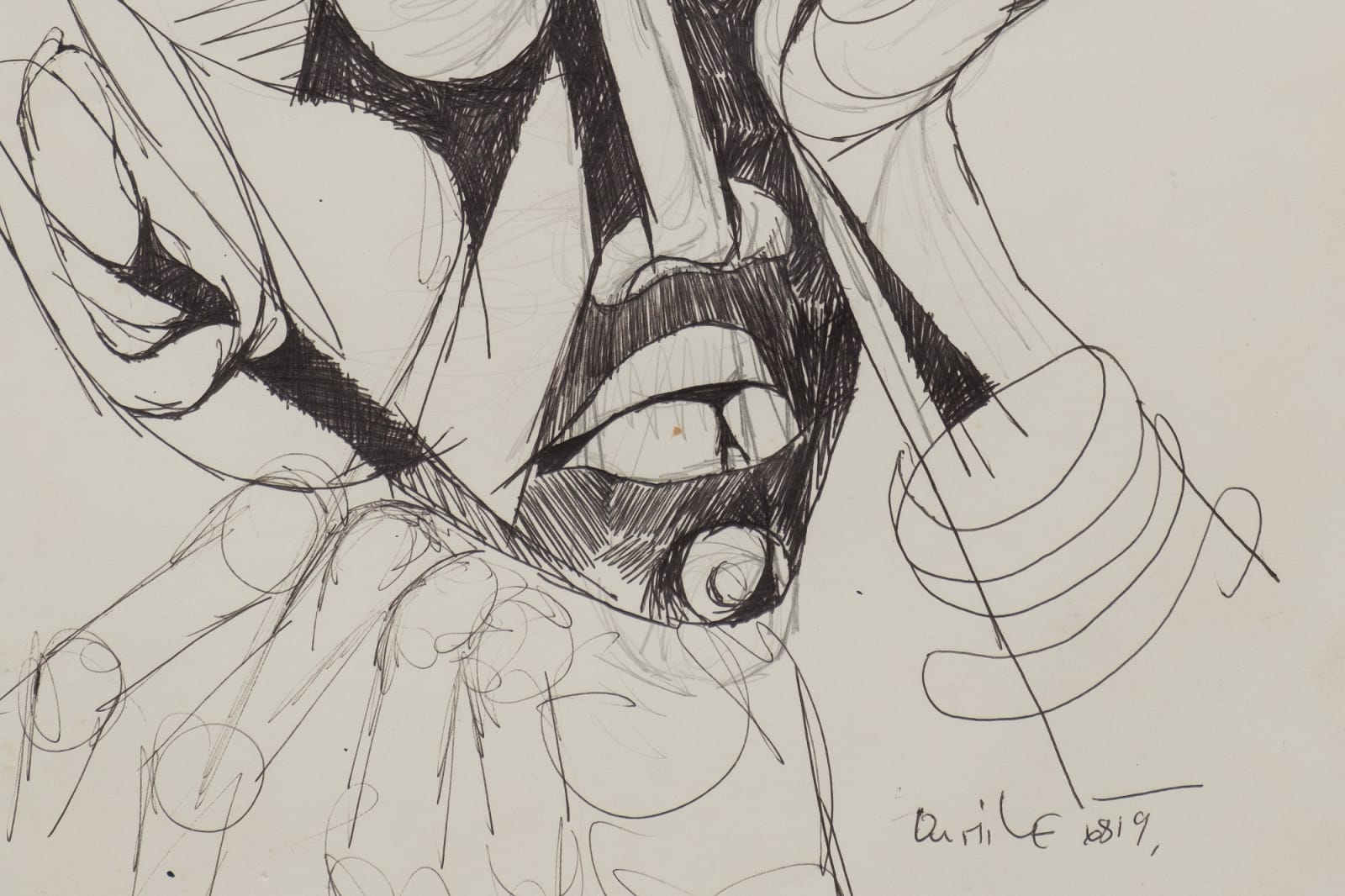 Dumile Feni, Untitled (Portrait of Docrat), 1968