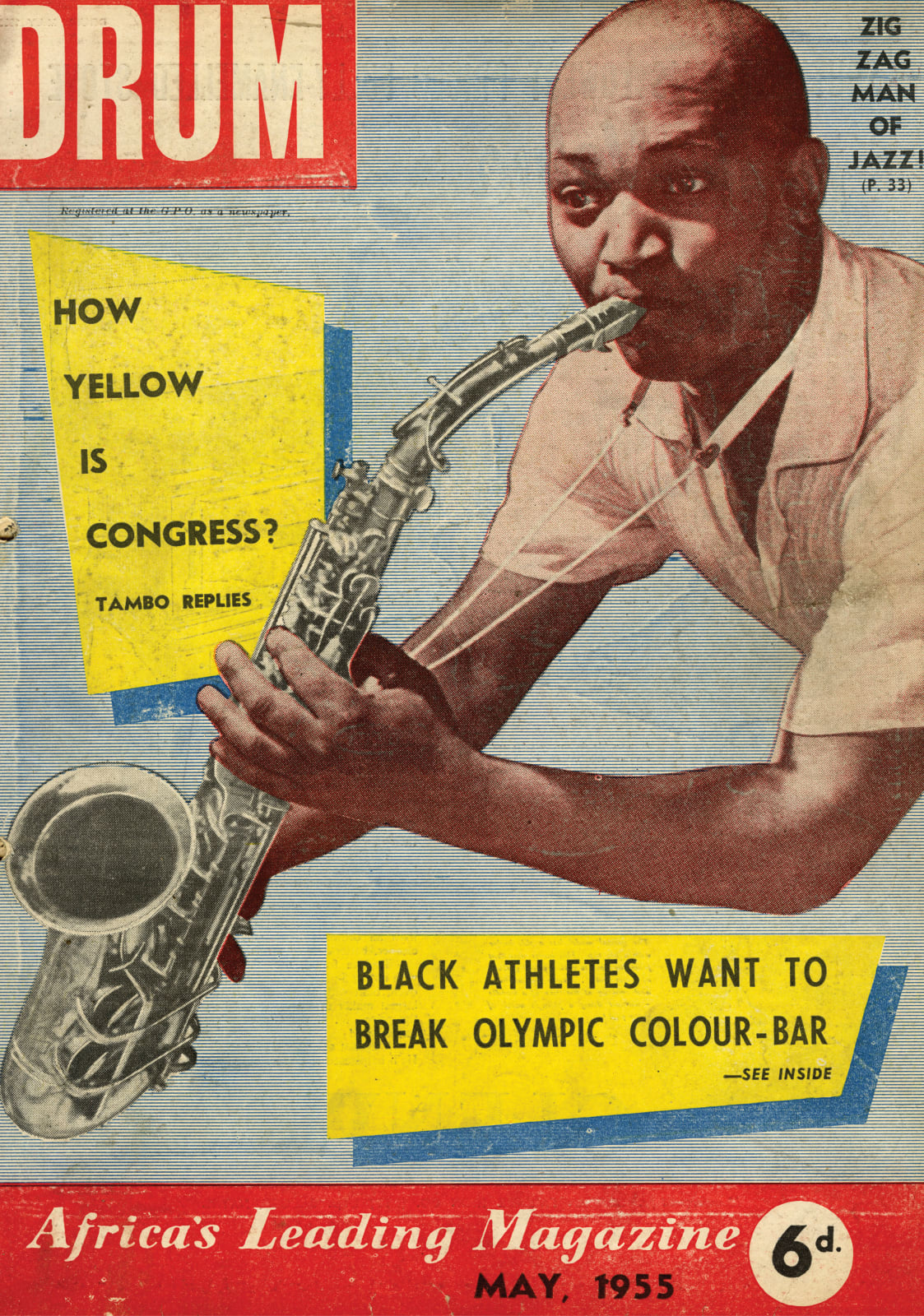 Drum Archive, Drum Magazine Cover, May 1955 (Zig Zag Man of Jazz!), printed 2025