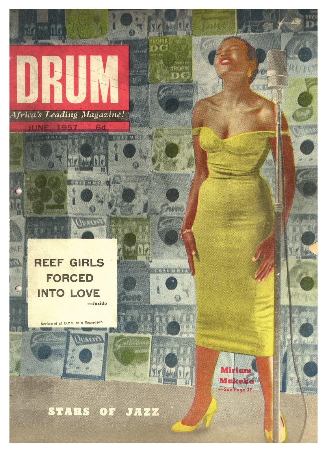 Drum Archive, Drum Magazine Cover, June 1957 (Stars of Jazz – Miriam Makeba), printed 2025