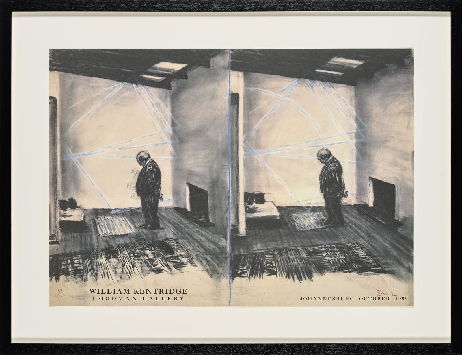 William Kentridge, William Kentridge, Goodman Gallery, Johannesburg, October 1999, exhibition poster [1], 1999