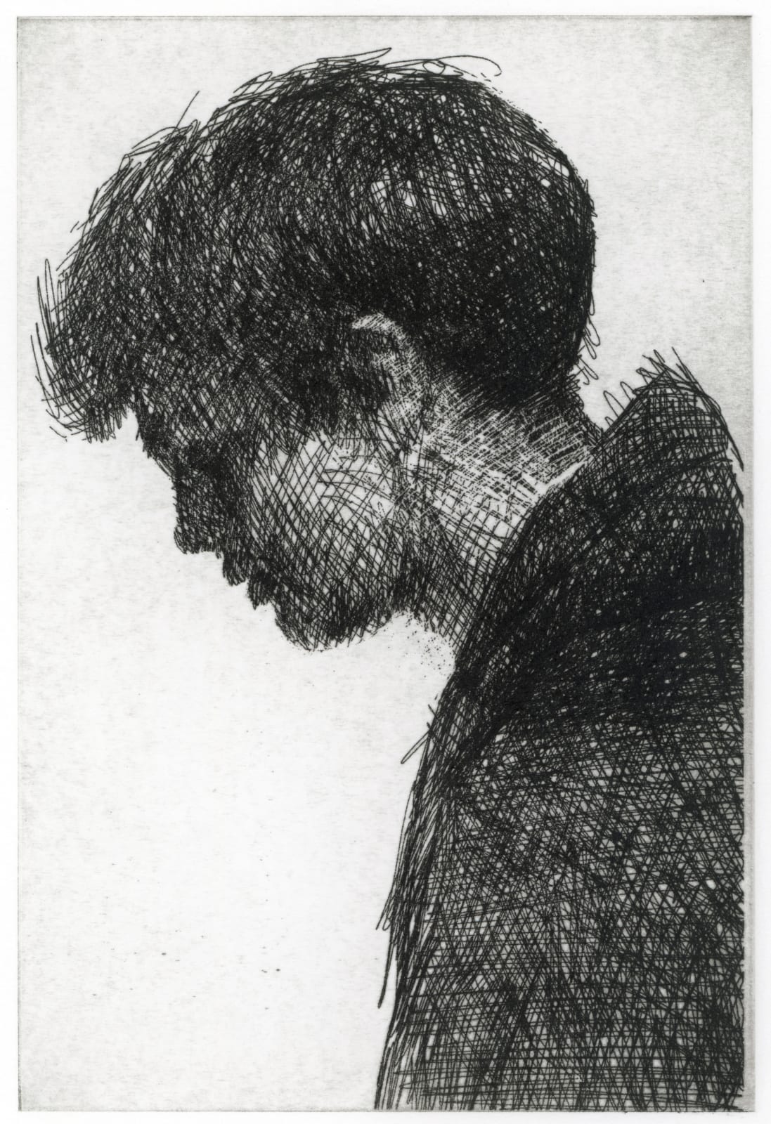 Peter Chater, Untitled, head down (from a photo by Winter Vandenbrink), 2025