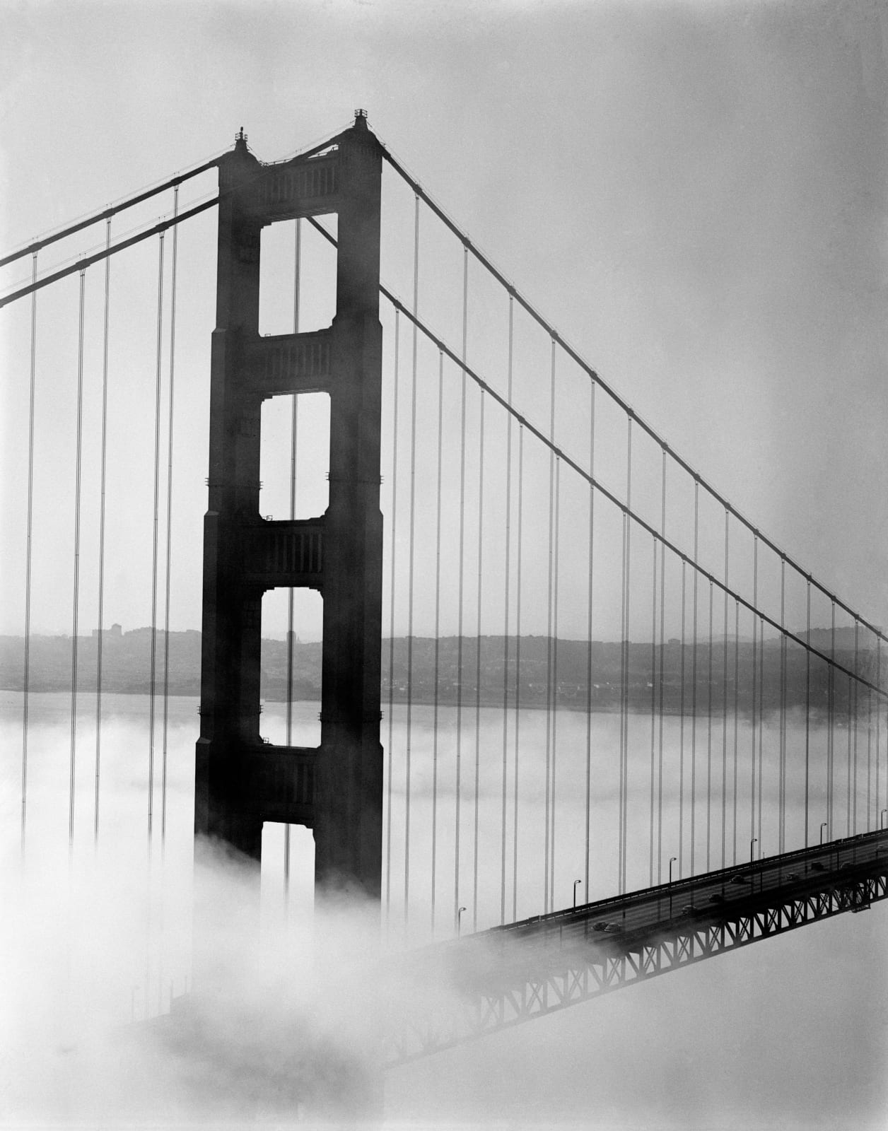 Fred Lyon, Golden Gate Bridge, North Tower in Fog, c. 1950