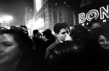 Charles Harbutt, The Good Kiss, New Year's Eve, Times Square, NYC, 1959-60, printed later
