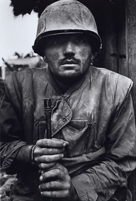 Don McCullin, Shell Shocked Marine, Vietnam, Hue, 1968