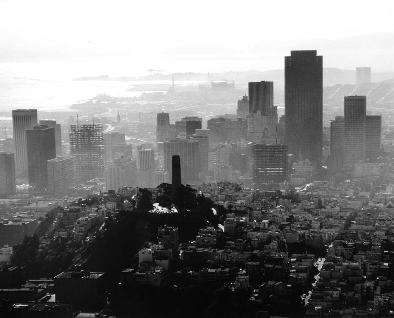 Fred Lyon, Aerial of Coit Tower and Telepraph Hill, Downtown in B.G., 1970