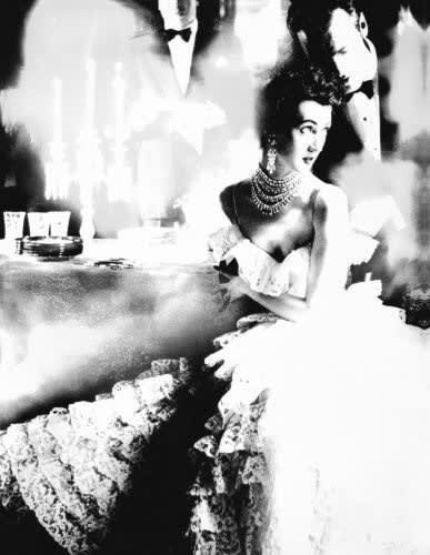 Lillian Bassman, In This Year of Lace, Dovima in a dress by Jane Derby at the Plaza Hotel, New York, Harper's Bazaar, 1951
