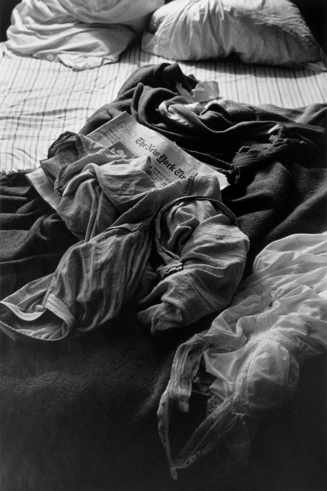 Charles Harbutt, Pajamas on Bed, Warren St., Brooklyn, 1970, printed later