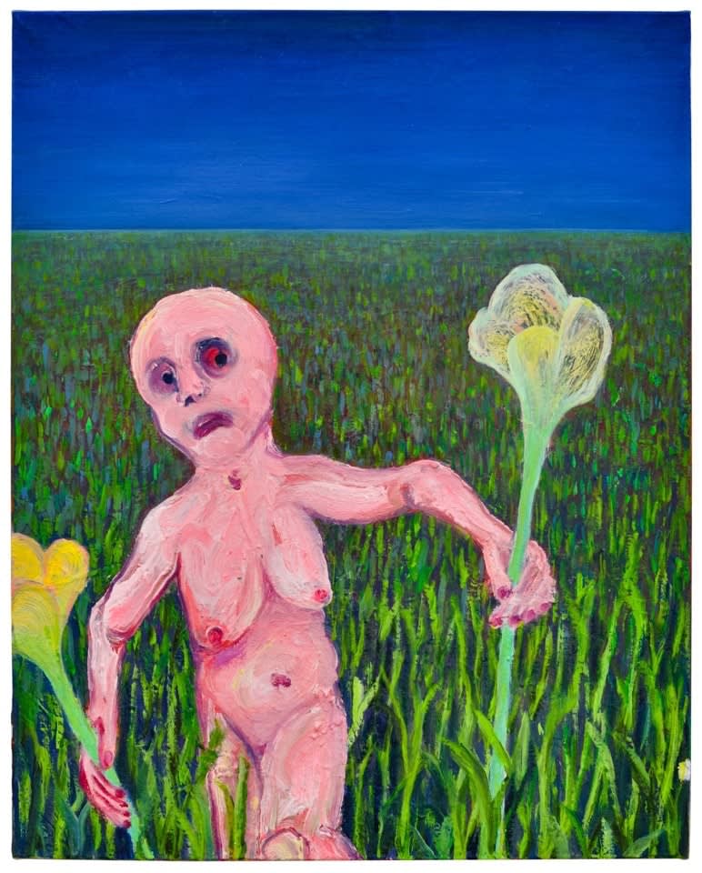 Andriu Deplazes, Körper hält Blumen, 2020