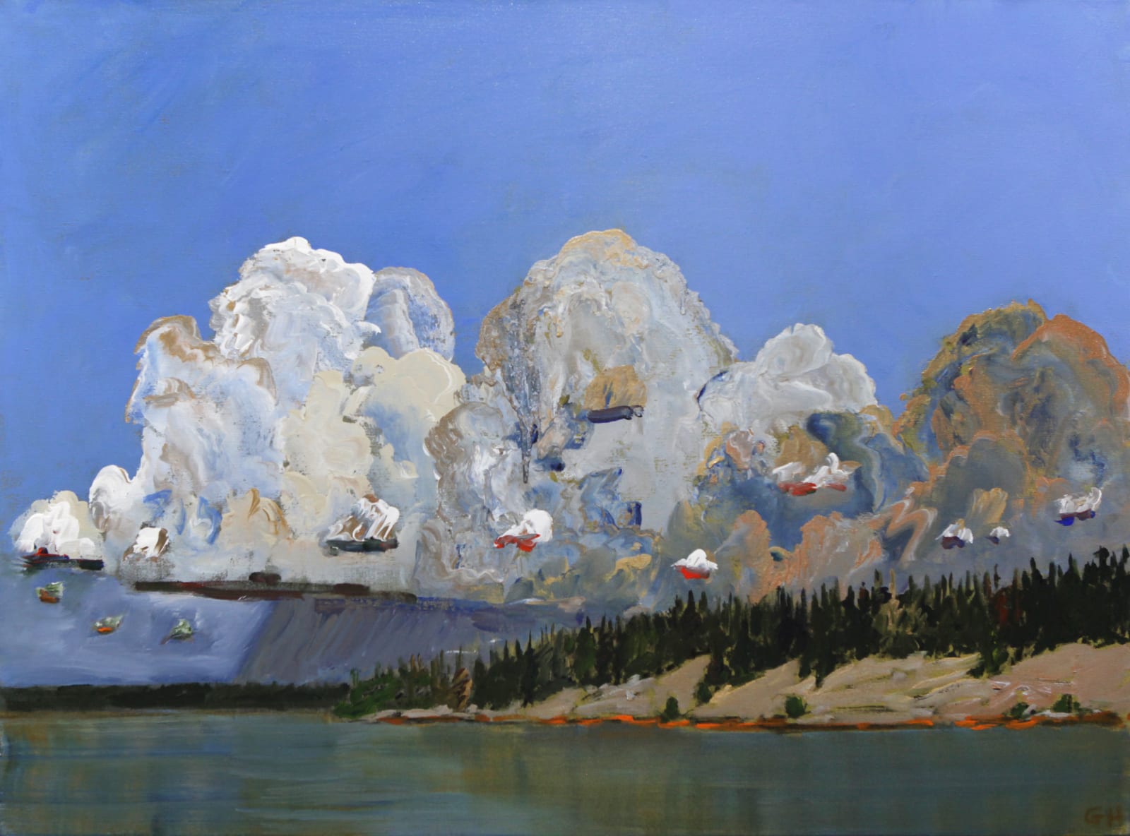 Gregory Hardy, Rock Faces, Trees, and Clouds, 2017