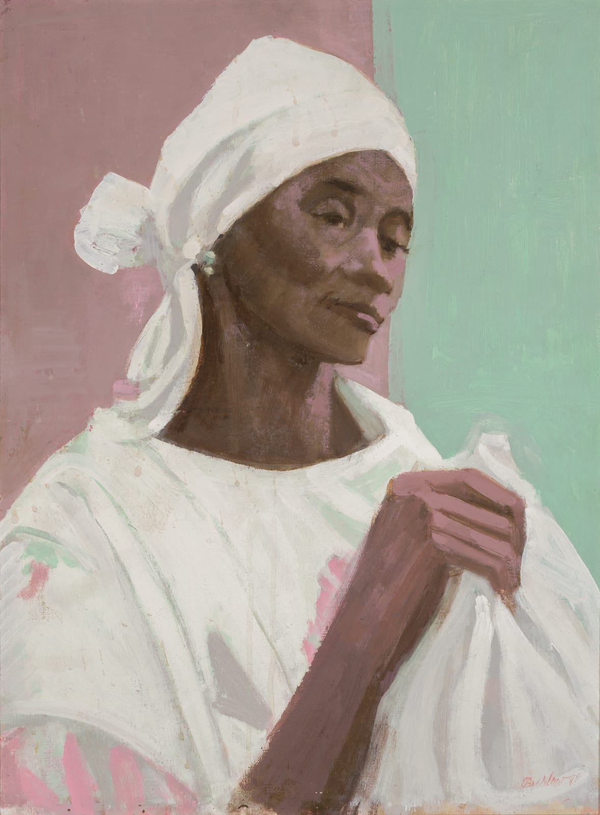Ernest Crichlow, Untitled (Head of a Woman with Scarf), 1990