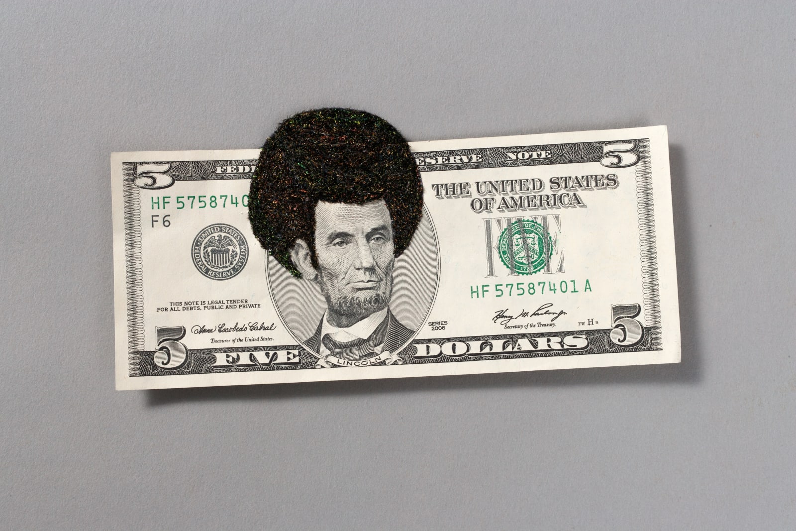 Sonya Clark, Afro Abe, 2010