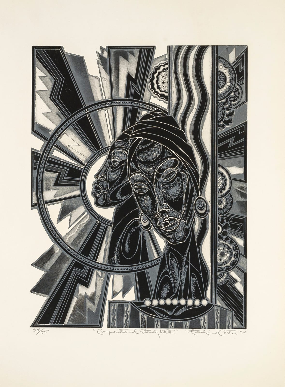 Eldzier Cortor, Compositional Study No. III, 1974