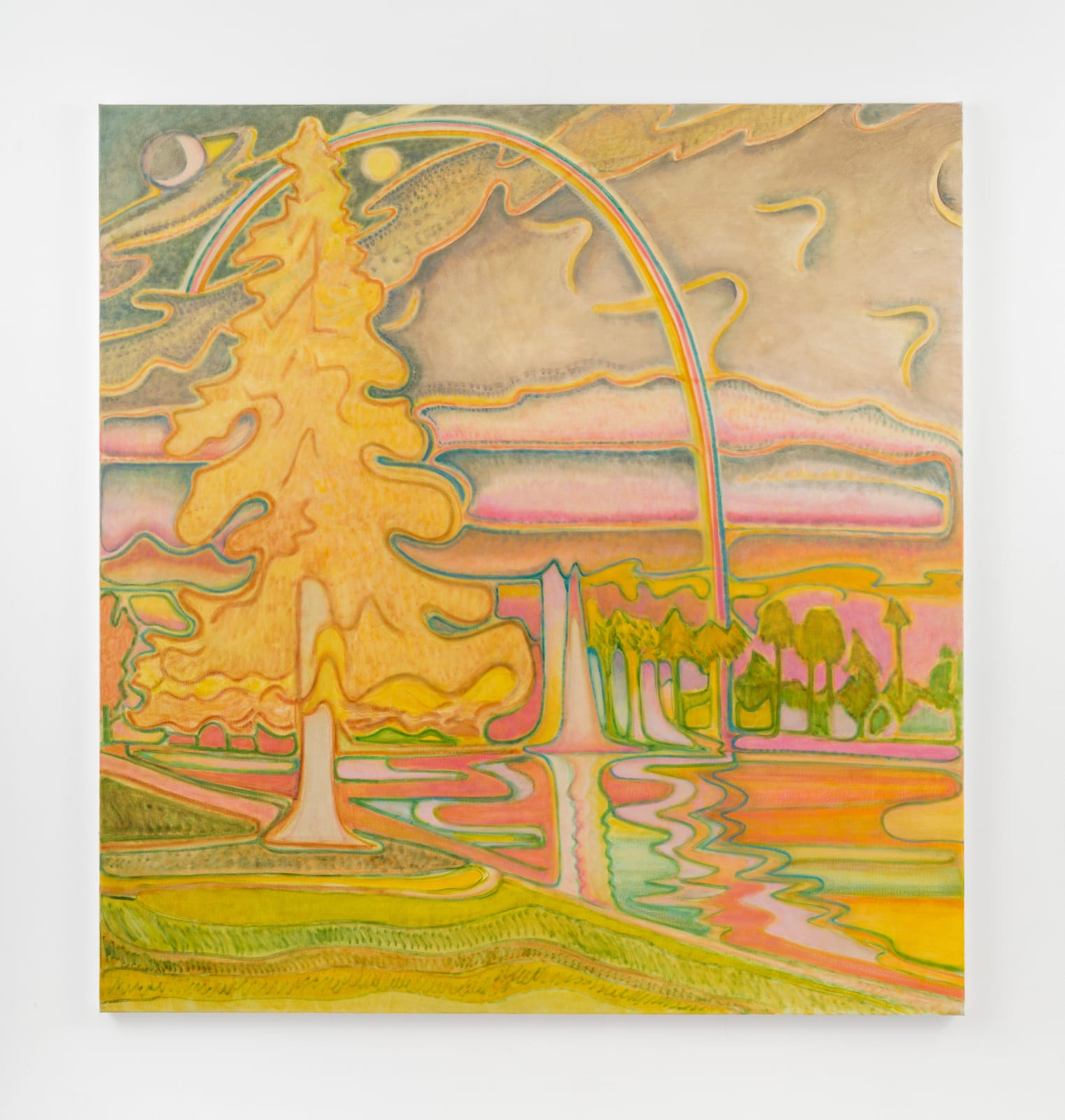 Laurie Nye, Moonrise with Rainbow (Echo Park Lake), 2024