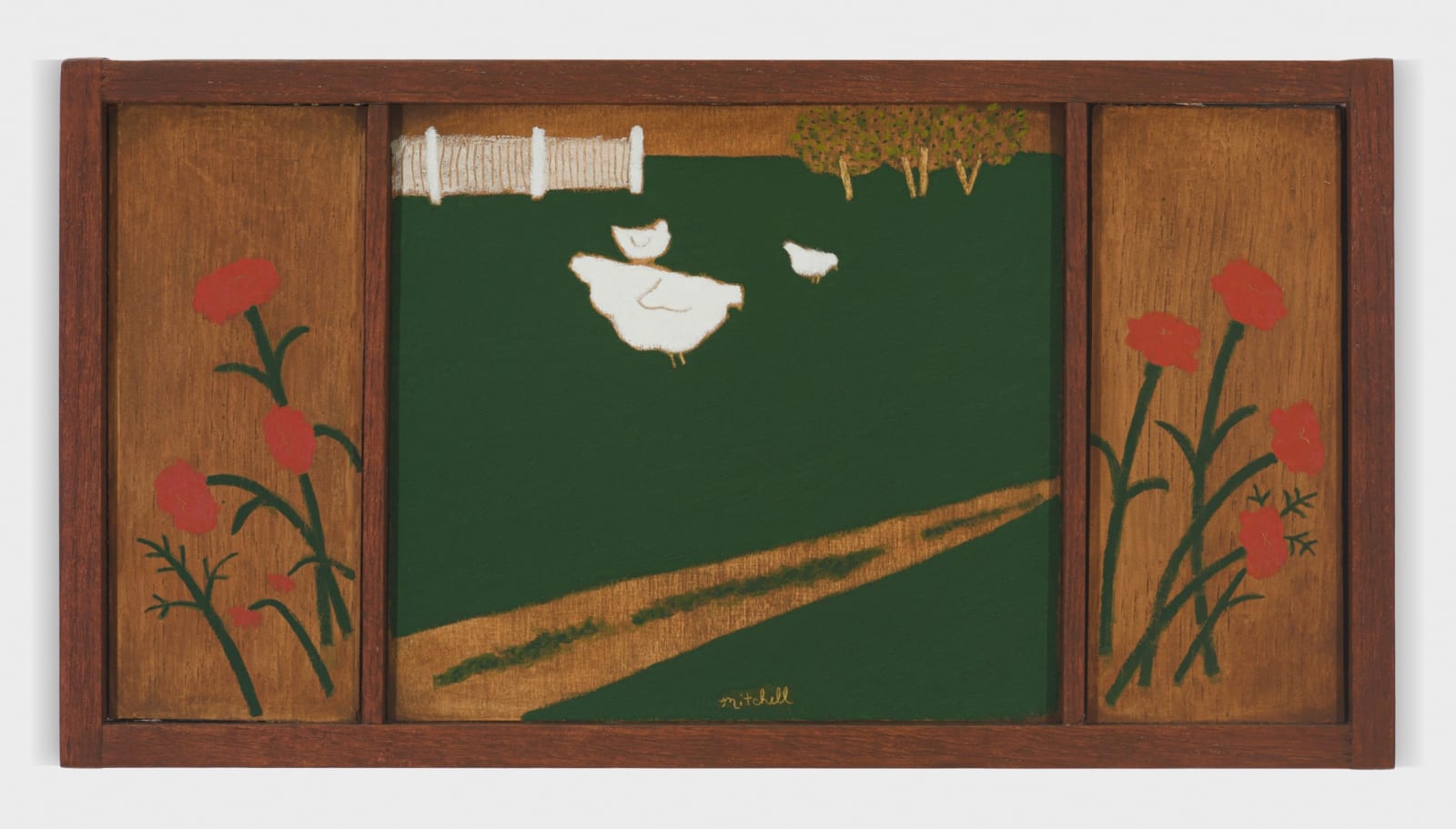 John Joseph Mitchell, Chickens and Marigolds in Spring, 2024