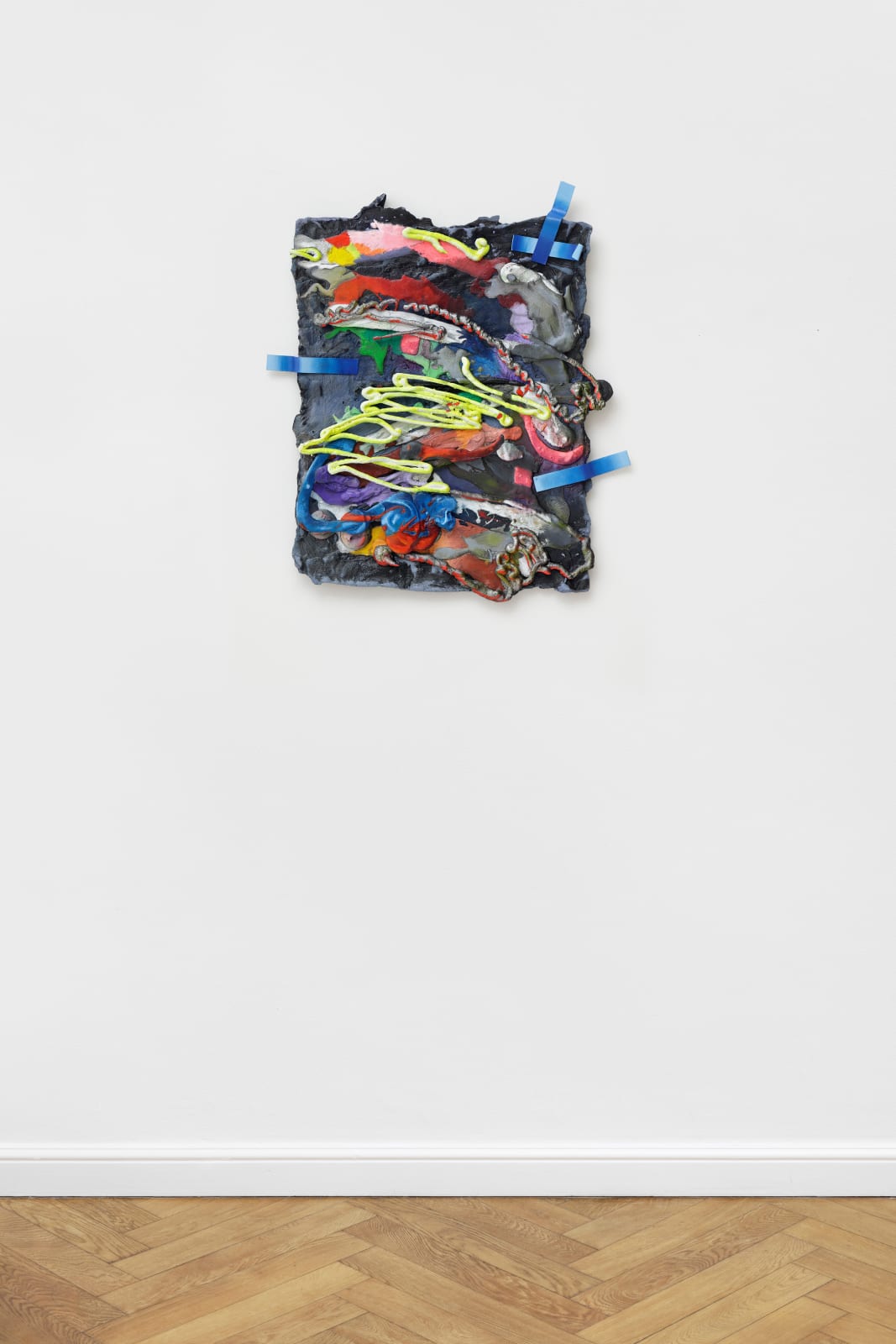 Katy Cowan, a fluorescent wrestling; built from line, 2025