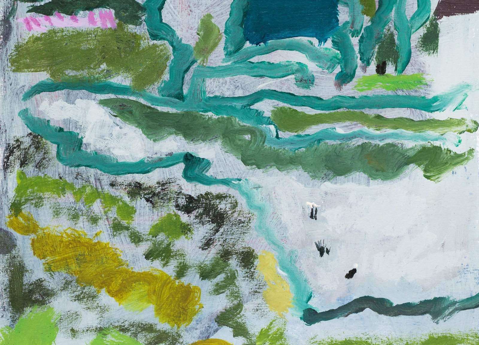 Lisa Sanditz, Red House, Field, Trees, 2023