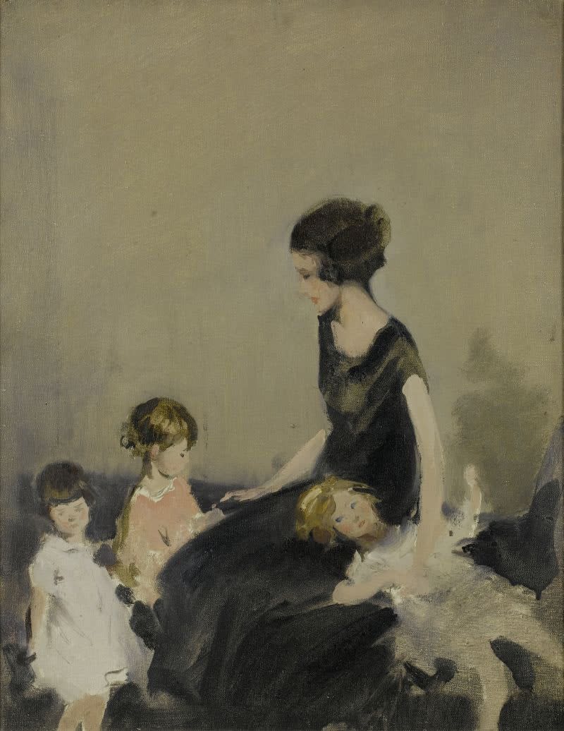 Sir Herbert James Gunn, Gwen with Diana, Elizabeth and Pauline Gunn, c. 1924