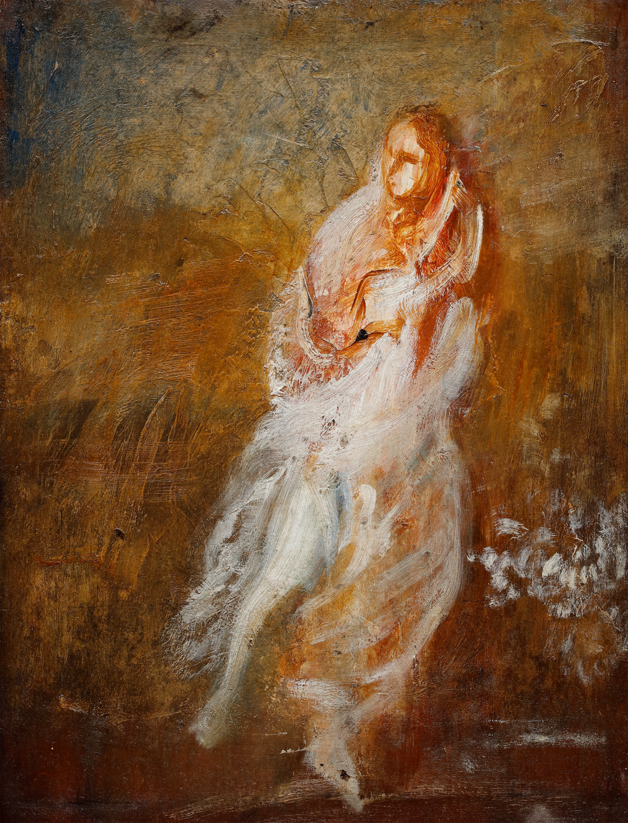 Ambrose McEvoy Study of a Female Figure in white dress in c. 1900-1905 currently for sale at Philip mould & company