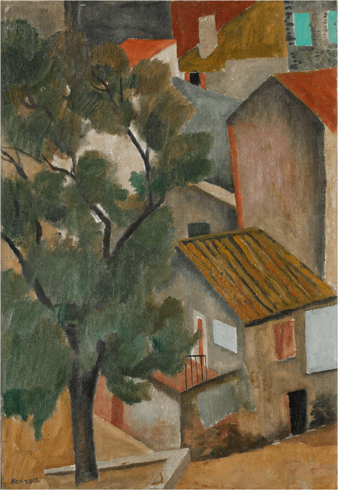 nina hamnett landscape with rooftops