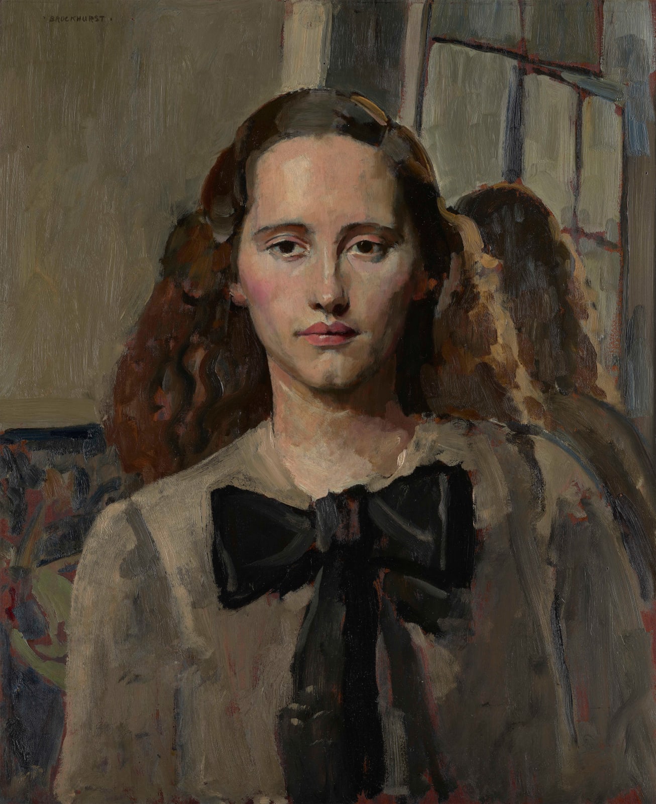 Gerald Leslie Brockhurst oil Portrait of Nancy Woodward in c. 1930s currently for sale at Philip mould & company