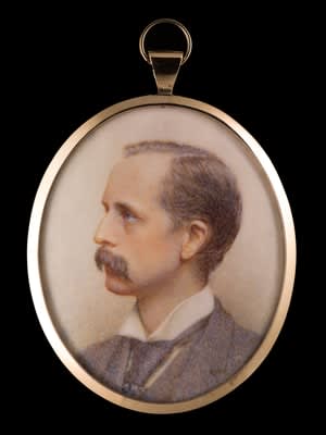 Miss Florence Wilmot, Portrait miniature of James Matthew Barrie (1860- 1937), early 20th century
