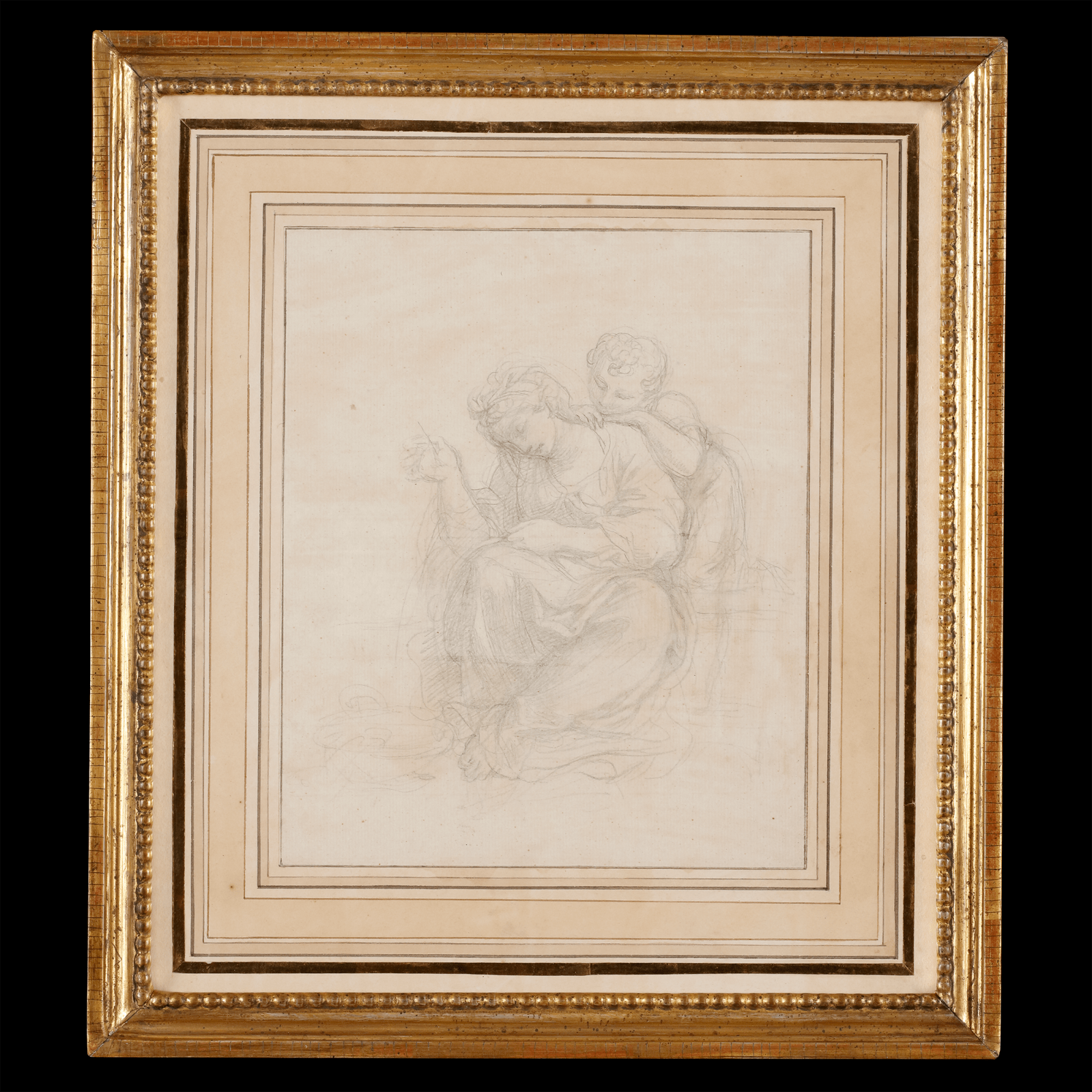 Richard Cosway, A sketch of Mother and Child; she sits sewing while the child looks over her shoulder, c. 1790
