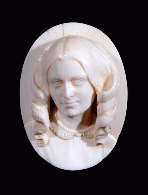 Jacques-Pierre-Theodore Blard, Ivory relief of Elizabeth Barrett, Mrs Browning (1806-61), c. 1865
