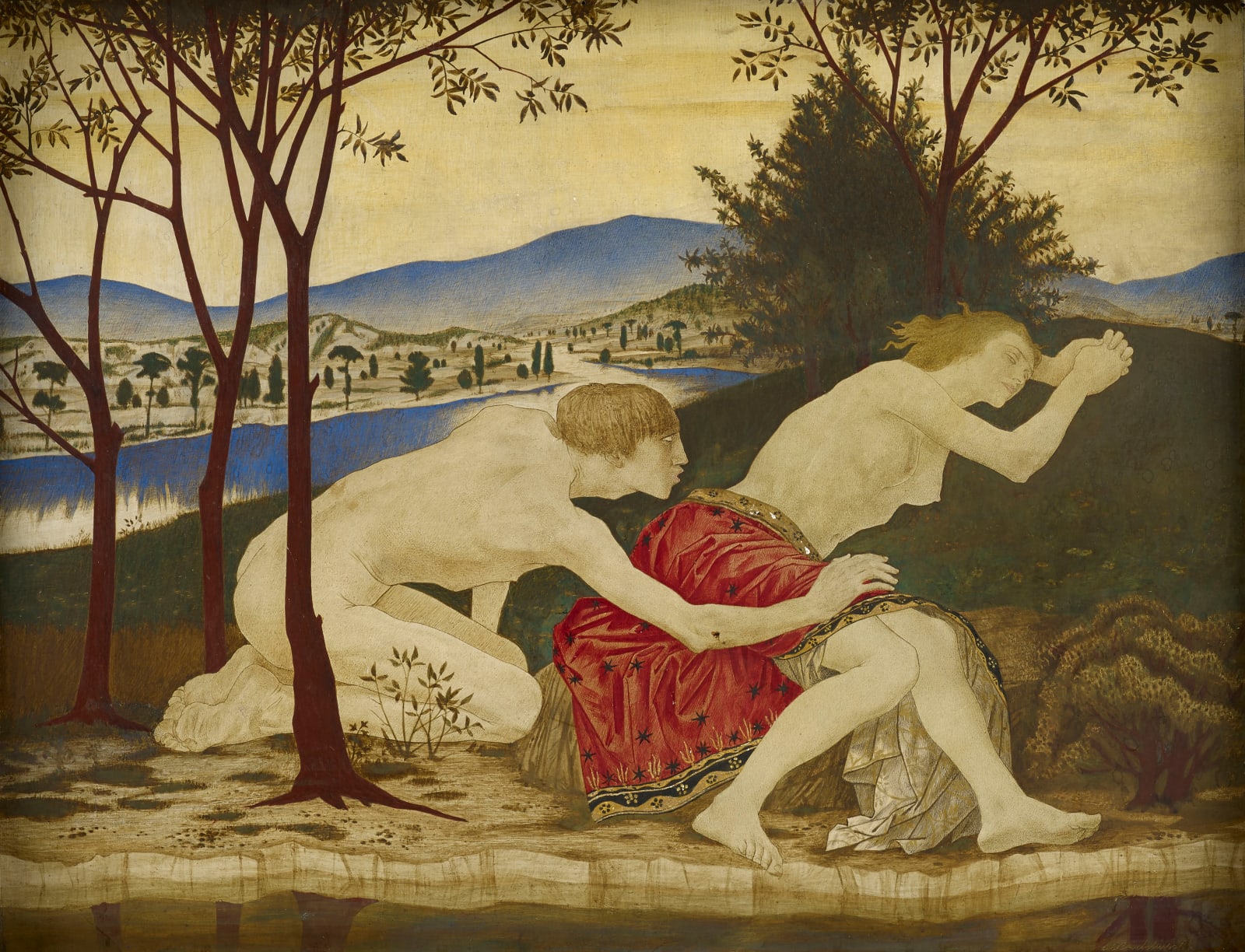 Gerald Leslie Brockhurst painting of Daphnis and Chloe in c.1914 currently for sale at Philip mould & company