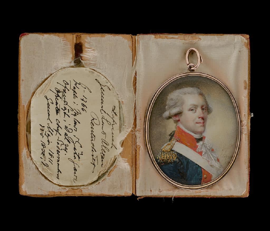 Niclas Lafrensen, Leonhard (or Lennart) Alexander Reuterskiöld (1767-1832), wearing blue uniform coat, with scarlet facings and a gold-lace and gold-bullion epaulette, with a white shoulder or sword belt, 1797