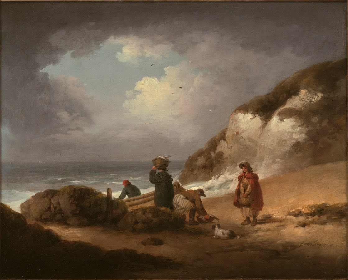 George Morland, Fisherman unloading their catch, 1795