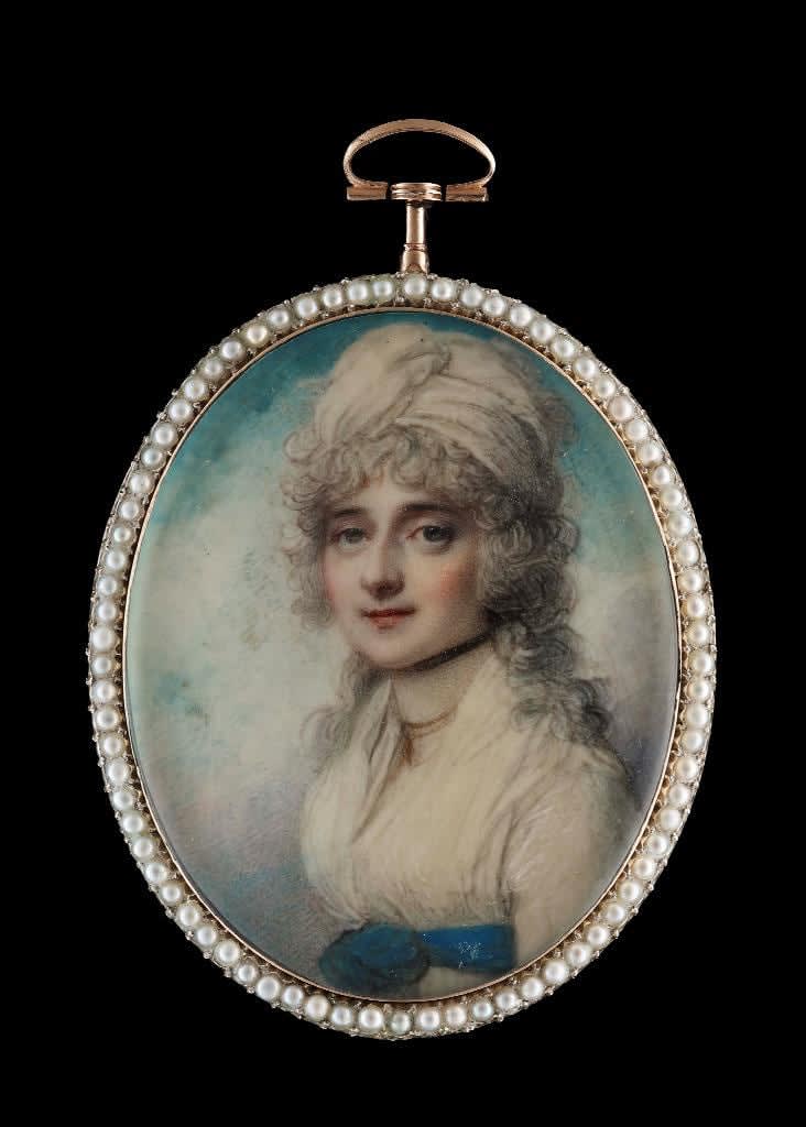 Richard Cosway, Portrait miniature of Miss Barbara Evelyn Isabella Gunning, c. 1800