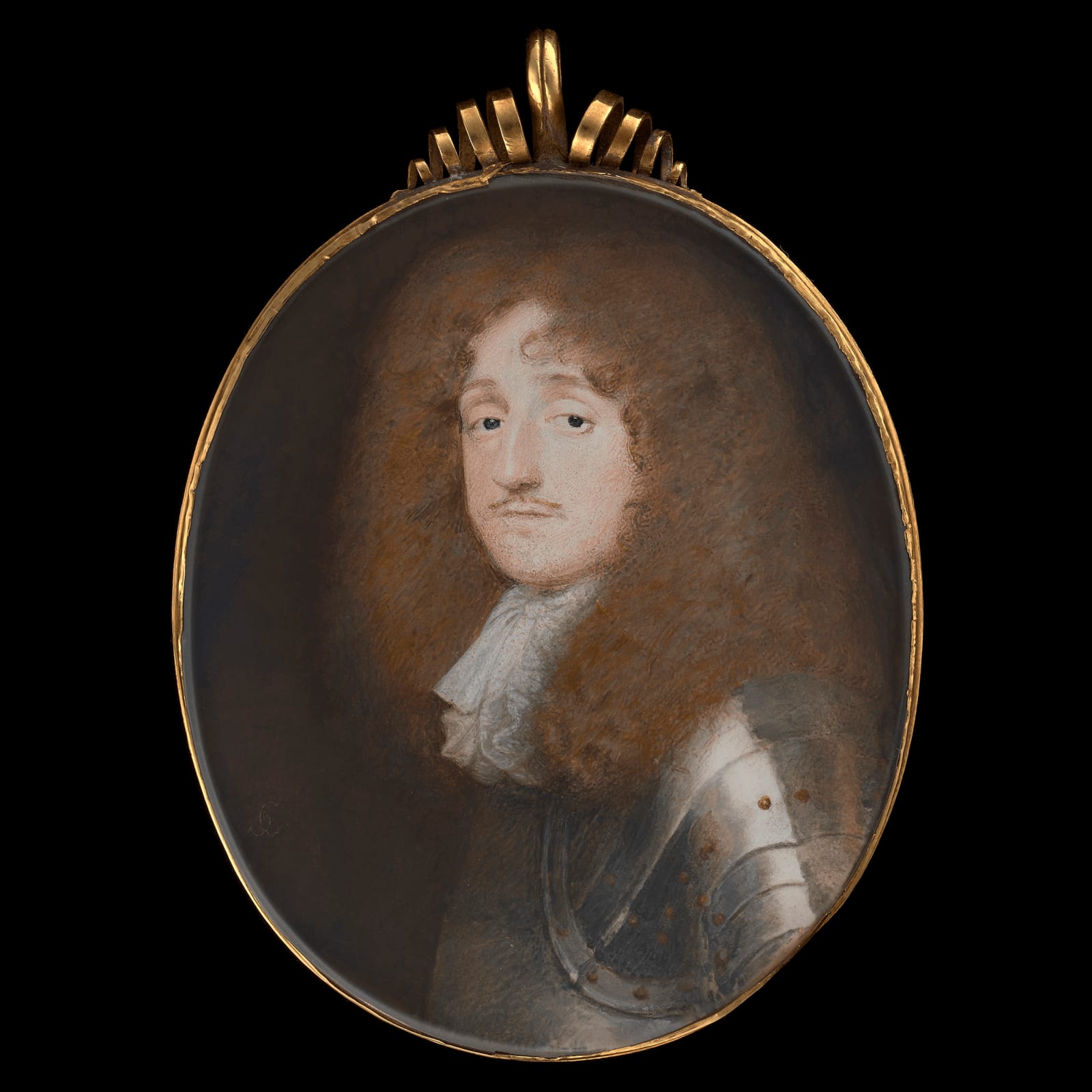 Samuel Cooper Portrait miniature of Baptist May in armour in c. 1660 currently for sale at Philip mould & company