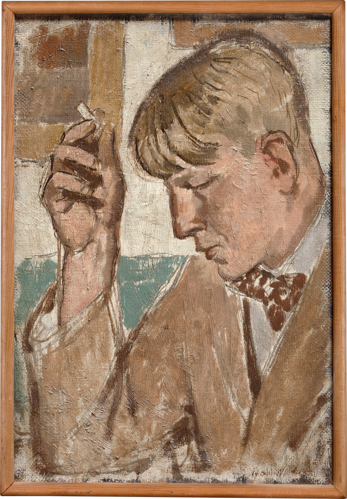 Maurice Feild oil portrait of W.H. Auden in 1937 in brown currently for sale at Philip mould & company