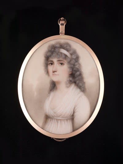 Nathaniel Plimer, Portrait miniature of Lady Hester Astley (née Browne) (1767-1867), wearing white gown and bandeau