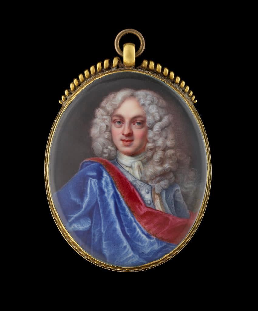 Johann Friedrich Ardin, A Nobleman, formerly identified as ‘Count Gustav Bonde’, wearing a pink-lined blue cloak over a blue figured coat; full powdered wig, c. 1700