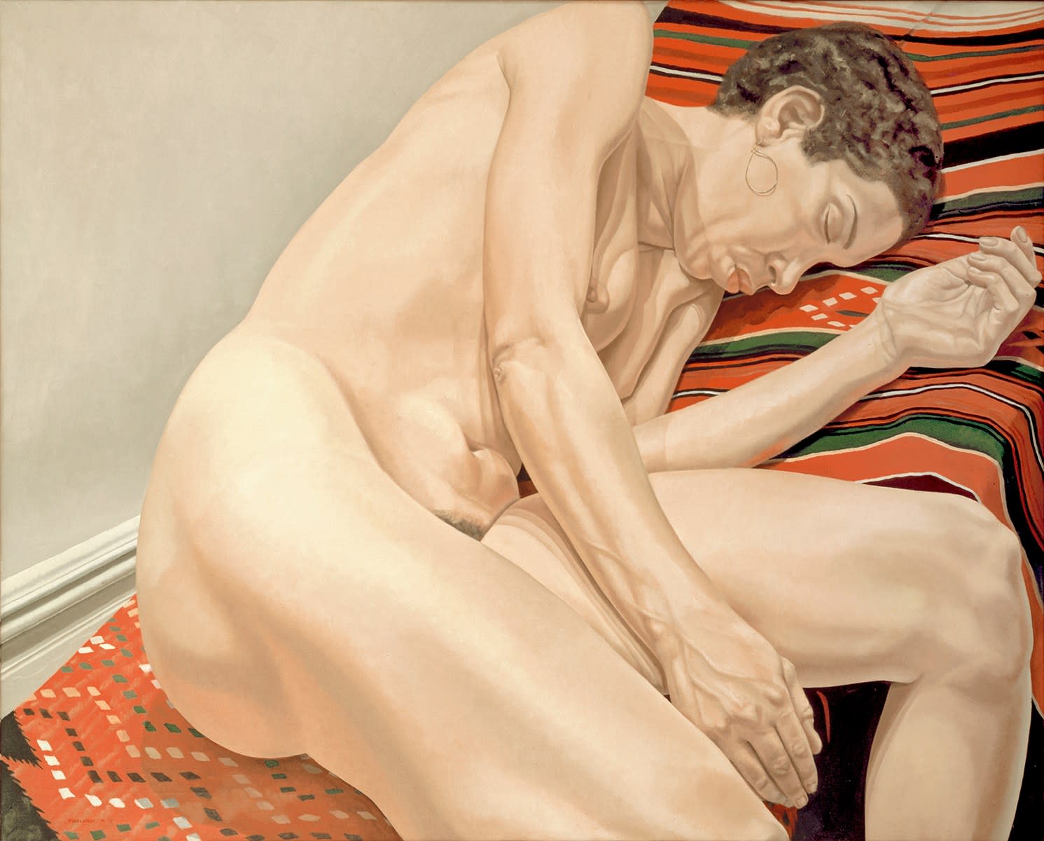 Philip Pearlstein, Female Model Reclining on Indian Rug, 1974
