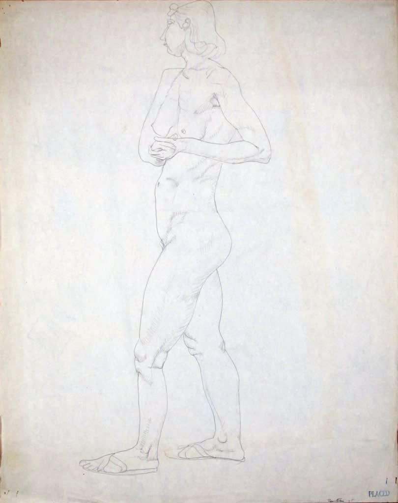 Philip Pearlstein, Standing Female Model with Hands Clasped, 1948