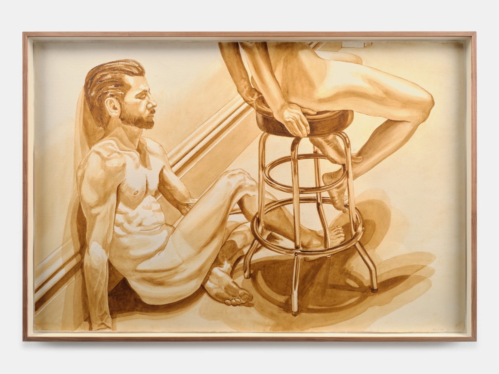 Philip Pearlstein, Female Model on Chrome Stool, Male Model on Floor, 1978