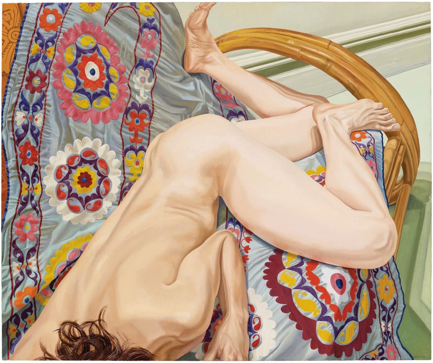 Philip Pearlstein, Model with Flowered Coverlet, 1983