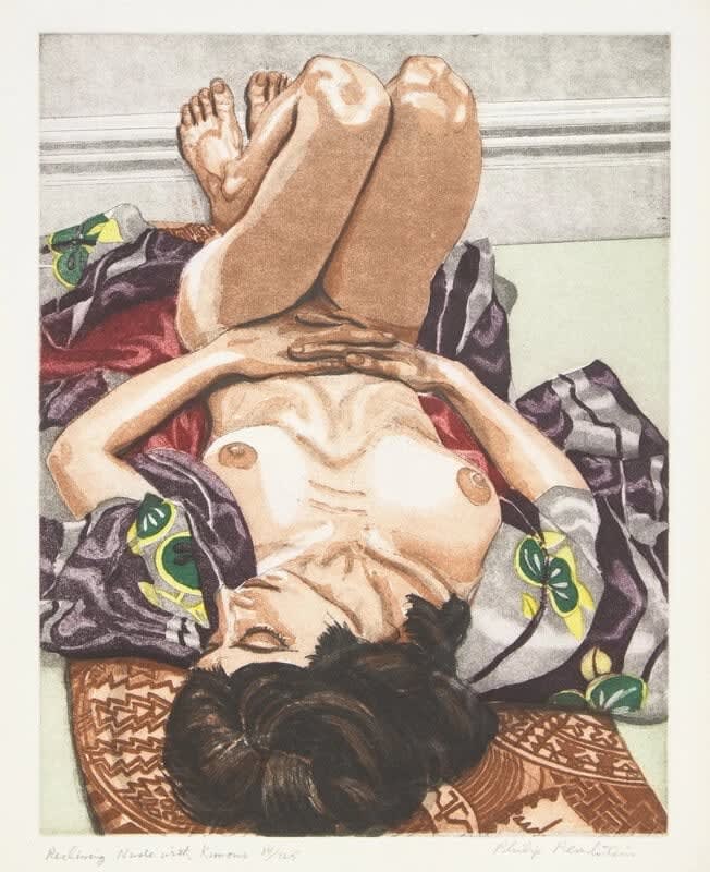 Philip Pearlstein, Reclining Nude with Kimono, 1982