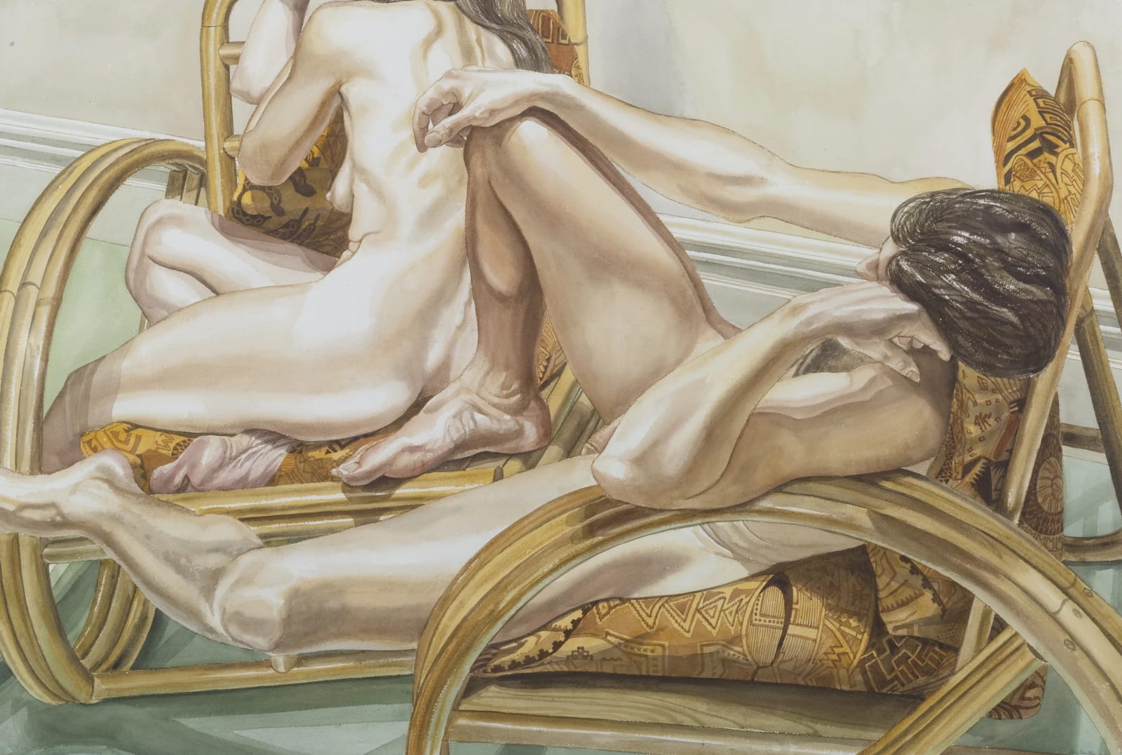 Philip Pearlstein, Male and Female in Bamboo Chairs, 1979