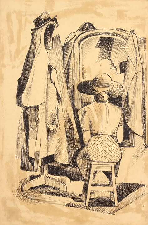 Philip Pearlstein, Untitled (Seated Lady with Mirror and Coat Hanger), 1946-49